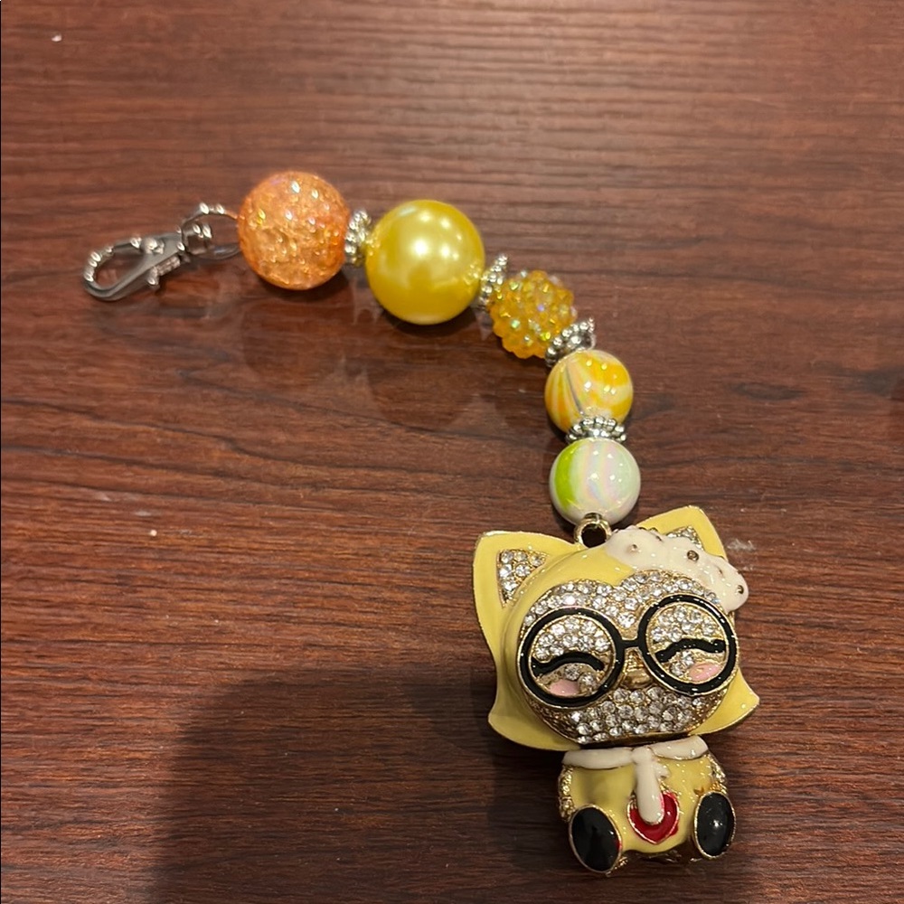 Hand Crafted Yellow and Gold Charm Bag Charm